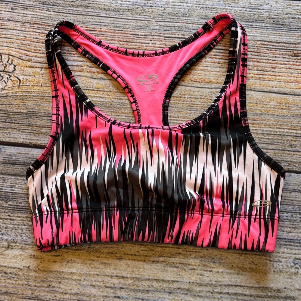 Champion Vibrant Pink and Black Sports Bra